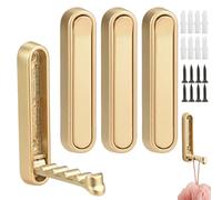 4 Pcs Foldable Wall Hooks for Hanging, Heavy Duty Aluminum Gold Coat Hooks Wall Mount with Wave Anti-Slip Design, Folding Wall Hook for Towel, Bag, Key, Robe, Entryway Bathroom Kitchen, 2 Ways Install