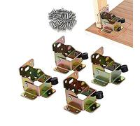 4 PCS Folding Bracket, TopDirect Iron Folding Lock Extension Table Chair Bed Leg Foldable Support Brackets Hinge Self Lock Hinges with Screws
