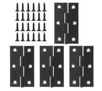4 PCS Folding Butt Hinges, Black Door Hinges with 24 Screws, Folding Bifold Butt Cabinet Hinge, Mini Hinge for Furniture Door Window Lid Wooden Box Jewelry Case