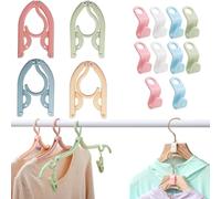 4 PCS Folding Clothes Hangers with 12 Connecting Hooks, Non-Slip Travel Hanger Portable Folding Foldable Space Saving Coat Hanger for Home,Hotel,Travel,Camping(Colorful)