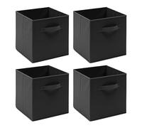 4 PCS Folding Collapsible Storage Cube Boxes for Kids Toy Clothes with Handle, Foldable Kids Canvas Unit Cube Organiser Basket Bin for Nursery Children Bedroom Wardrobe (Pack of 4, Black)