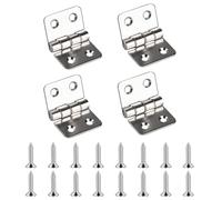 4 Pcs Folding Stainless Steel Butt Hinges, 1.5 Inch Small Door Hinges for Wooden Boxes Window Cabinet Cupboard Closet Chest Replacement Hinge, with Screws