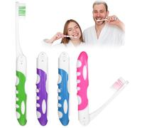 4 Pcs Folding Travel Toothbrush, Travel Toothbrush for Adults & Kids, Compact Folding Design with Soft Bristles, Portable for Camping, Hiking & On-the-Go (4 Colors)