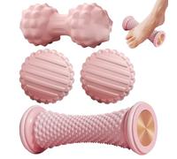 4 PCS Foot Massage Ball Set, Spiky Massage Ball, Peanut Massager Ball, Floating Point Design for Exercise, Yoga Training, Relax Your Body (Pink)