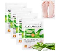 4 PCS Foot Peel Mask for Hard Skin Feet Peeling Mask for Dry Skin Effectively Moisturizing Remove Foot Calluses for Foot Care Cracked Heels Dead and Dry Skin Unisex(Aloe Vera)