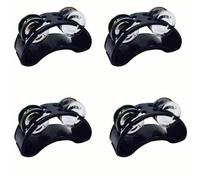 4 pcs Foot Tambourine Percussion Musical Instrument Foot Drum set with Metal Jingle Bell for Guitar Drum Accessory Instrument (Black)