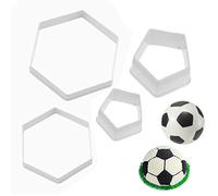 4 Pcs Football Pattern Cookie Cutters Plastic Soccer Cake Fondant Cutters Funny Biscuit Cutters Shapes Hexagon Sugarcraft Moulds for Kitchen Boys Kids DIY Desserts Cupcakes Baking Decorating Tools