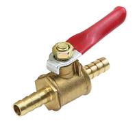 4 Pcs Forged Brass Ball Valve Mini Shut Off Switch, 1/4" Hose Barb x 1/4" Hose Barb, 180 Degree Operation Handle (1/4" x 1/4" (4Pcs, + Hose Clamps))