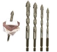4 Pcs Four-Flute Sawtooth Eccentric Drill Bit, Four Edge Serrated Eccentric Drill Bit, High Hardness Skewed Head Eccentric Drill Bits, Masonry Drill Bits for Brick/Tile/Glass/Cement