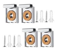 4 PCS Frameless Mirror Fixings, Mirror Brackets with Dowels & Screws Mirror Clips with Spring, Mirror Wall Fixings Suitable for Mirrors in Bathrooms & Toilets