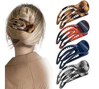 4 Pcs French Concord Flat Hair Clips, 3.54 Inch Curved Hair Claw Alligator Hair Clips Volume Strong Hold Banana Barrettes Hair Clamps Jaw Clips for Women