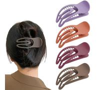 4 Pcs French Concord Flat Hair Clips, 3.54 Inch Hollow Curved Hair Claw Alligator Hair Clips Volume Strong Hold Banana Barrettes Hair Clamps Jaw Clips for Women (Matte)