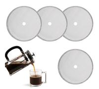 4 Pcs French Press Filters Replacement, 4.65 Inch Fine Mesh Stainless Steel Screen with Metal Center Ring, Compatible with 48oz Stanley French Press Coffee Maker, Tea Plunger Pot