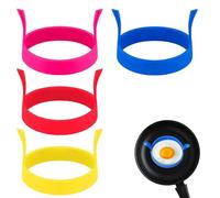 4 Pcs Fried Egg Ring Set - Non-Stick, Heat-Resistant Egg Rings for Cooking Perfectly Shaped Eggs, Pancakes & More - Egg Molds with Handle for Easy Cooking & Flipping