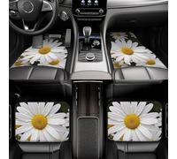 4 Pcs Full Coverage Auto Floor Mats Universal Fit Floor Mat Floor Liner Daisy Flower Carpet Floor Mats for Car Truck