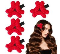 4 PCS Fun Hair Clips for Women Girls Cute Plush Angry Hair Clips Anime Anger Mark Hair Clip Stylish Cartoon Inspired Hair Accessory for Cosplay Daily Wear And Anime Fans (Red)