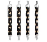 4 Pcs Funny Corgi Not Today Gel Pens for Women Men, 0.5mm Black Ink Pen Fine Point Smooth Writing, Ballpoint for Note Accessories