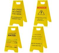 4 Pcs Funny Office Desk Accessories Plaque Do Not Overstimulated Warning Sign Mini Prank Humorous Gifts For Coworkers Boss Friend Men Women The Team Meeting Office Decor Teacher Desks Ornament