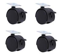 4 Pcs Furniture Caster Nylon Swivel Stem Castors Replacement Caster Plate Casters,with Brakes,with Fixing Plate,Wear Resistant,for Computer Desks,Office Cabinets,Black(1.5inch) (Black 1.5inch)