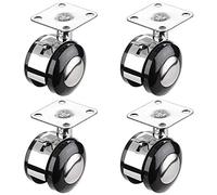 4 PCS Furniture Castor Wheels,Nylon Swivel Castor Wheels with Brake,1.5 Inch Replacement Caster,Alloy Decorative Wheel,for Small Shelf,Bookcases,Storage Shelves and Folding Tables,Silver(Flat)
