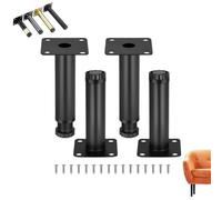 4 Pcs Furniture Legs Metal Adjustable Cabinet Legs With Mounting Screw, 8cm 9cm 10cm 12cm 13cm 14cm 15cm 18cm 20cm 25cm 30cm For Kitchen, Table, Cabinet, Shelves(Black gold,5.1in/13cm)