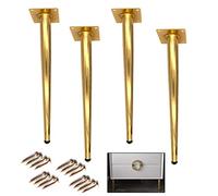 4 pcs Furniture Legs Metal Support Feet,Cone Wrought Iron Table Legs,Sofa Feet,Coffee Table Legs,Cabinet Legs,Replacement Furniture Feet,Slip Resistant Foot Pad(gold30cm/11.8in)