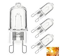 4 PCS G9 Halogen Bulbs 40W 230V, G9 Halogen Oven Bulb 300°C, Warm White 2700K, Dimmable, Instant On, Compatible with Neff Zanussi Bosch AEG Smeg Hotpoint Microwaves Oven Light Bulb Replacement