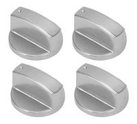 4 Pcs Gas Stove Control Knobs, Cooker Knobs 6MM Universal Replacement, Silver Adaptors Oven Cooking Surface Switch Buttons, Metal Control Knob for Gas Hob, Stove, Oven, Cooktop Buttons