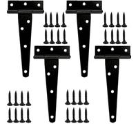 4 Pcs Gate Hinges Large Hinges, 13 inch Heavy Duty Black for Wood Heavy Duty T with Screws, Black Large Hinge for Garden Farm Latch Outdoor Shed Doors