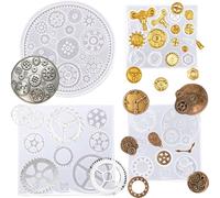 4 PCS Gear Shape Theme Fondant Moulds 3D Gear Cake Decoration Ice Cream Silicone Mould Cake Chocolate Moulds for DIY Cake Decoration Chocolate Gear Polymer Clay Crafting Projects