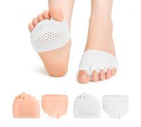 4 Pcs Gel Toe Spacers for Women & Men, Silicone Toe Separators | 2 Pairs Soft Breathable Toe Spacers with Forefoot Sleeves, Washable Reusable Toe Spreaders for Women and Men (White, Nude)