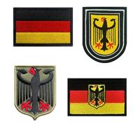4 PCS Germany Flag Deutschland Eagle Shield Tactical Embroidered Emblem German Eagle Badge Patch for Backpack,Jacket,Jeans,Bag,Armband,Pouch,Uniforms,Clothes Hook and Loop Applique Patches