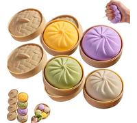 4 PCS Giant Dumpling Squish-y,Colorful Dumpling Stress Balls Fidget Sensory Toy,Squeeze Dough Ball Stress Relief Hand Toy,Bun with Food Steamer Stretchy Desk Toys