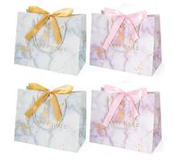 4 Pcs Gift Bags, Marble Paper Bag Medium Gift Bags for Mother‘s Day Birthday Anniversary Wedding Baby Shower, 25x20x12cm(Marble)