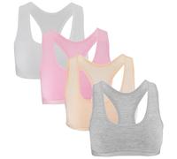 4 PCS Girls Bra Girls Sports Bras Teen Girl Cotton Bralettes Kids Crop Top Bra Teen Young Girl White Training Bras 10-15