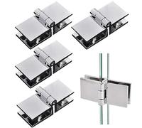 4 Pcs Glass Door Hinge 180 Degree Double Side Shower Cabinet Hinges - Adjustable Zinc Alloy Clamp for Glass Thickness 5mm - 8mm