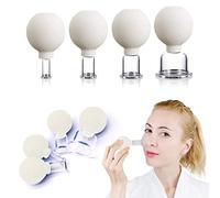 4 PCS Glass Facial Cupping Set | Silicone Vacuum Suction | Cupping Massage Therapy | A Kit For Anti Cellulite, Anti Wrinkle and Instantly Ageless Skin | For Eyes, Face and Body(White)