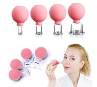 4 PCS Glass Facial Cupping Set | Silicone Vacuum Suction | Cupping Massage Therapy | A Kit For Anti Cellulite, Anti Wrinkle and Instantly Ageless Skin | For Eyes, Face and Body(Pink)