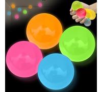 4 Pcs Glorbs Balls,Glows In the Dark Ceiling Balls, Luminous Stress And Anxiety Relief Sticky Ceiling Balls, Sticky Balls to Throw at Ceiling, Stress Balls for Kids and Adult, Early