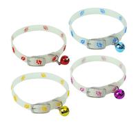 4 Pcs Glow In The Dark Cat Collars Waterproof Reflective Puppy Collars Adjustable Silicone Kitten Collars Night Glow Small Dog Collars Anti Lost Pet Collars with Bells