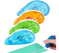 4 Pcs Glue Roller, 32m Adhesive Glue Tape Double Sided Tape Dispenser, 8mm Wide Double Side Adhesive Glue Tape for Crafting Cards Making Photo Album Journal Scrapbooking-2 Blue+1 Green+1 Orange