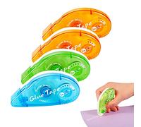 4 Pcs Glue Roller, Total 105ft Adhesive Glue Tape Double Sided Tape Dispenser for Crafting Cards Photo Album Journal Scrapbooking, 0.31in x 26.25ft (Random Color)