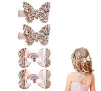 4 PCS Gold butterfly New Glitter Gold Bows Hair Clip For Girls, Girl Toddler Clips, Bling Sequin Bow Baby Care Clips, Hair Accessories Decoration