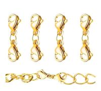 4 PCS Gold Double Lobster Connector Extenders - Stainless Steel Jewellery Fastening Accessories - Adjustable Necklace Lengthener for Bracelets and Chains - DIY Making Parts for Women and Girls