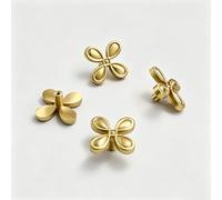 4 Pcs Gold Drawer Knobs，Solid Brass Single Hole Cabinet Knobs and Pulls, Modern 40x22mm Flower Shape Dresser Knobs for Kitchen Cupboard, Wardrobe Door, Furniture Hardware