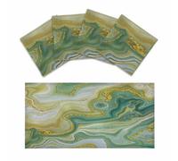 4 Pcs Gold Green Marble Liquid Fluorescent Light Covers for Ceiling Lights | Magnetic Classroom Office Ceiling Decor Home Drop