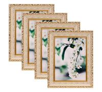 4 PCS Gold Vintage Picture Frame - 5X7 Gold Baroque Style Photo Frame for Tabletop or Wall Hanging, Horizontal or Vertical Use for Photos, Posters, Work, Home Office Decor (5X7)