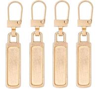 4 Pcs Gold Zipper Pull Replacement, Detachable Luggage Zipper Pulls Zipper Tab Replacement for Jackets, Clothing, Purse, Jeans, Boots,Fasteners Sewing Supplies