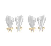 4 Pcs Golden Alloy Flower Insert Brooch for Women