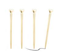 4 Pcs Golden Heart Shaped Ballpoint Pens Lightweight Retractable Metal Decorative Pen Cute Pen Gifts 1.0mm Black Ink Metal Personalised Ballpoint Pens for Wedding, School, Office Supplies Writing